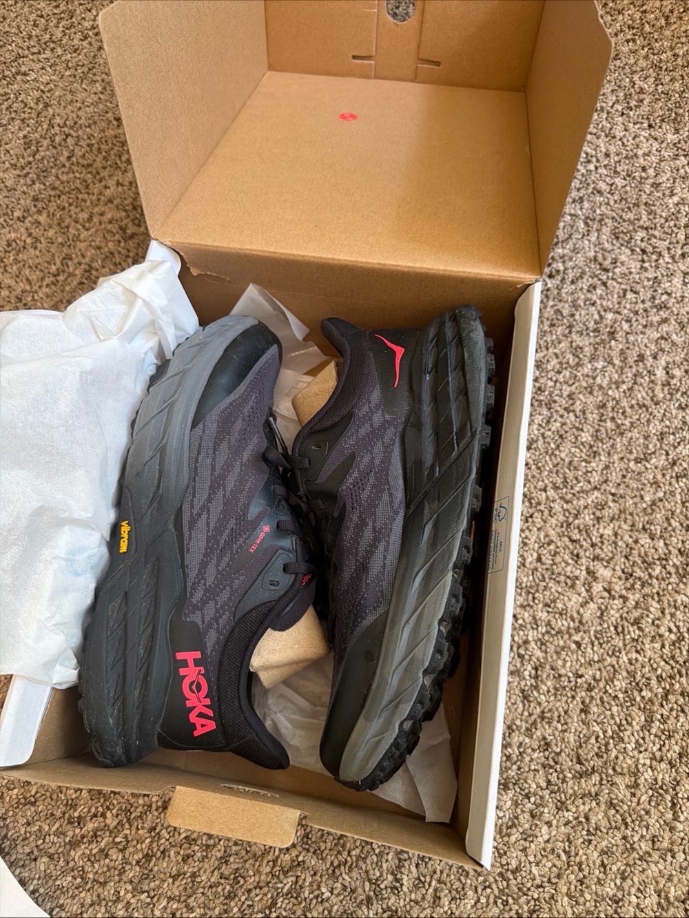 Hoka women’s Black and Pink Trail Running Shoes gortex